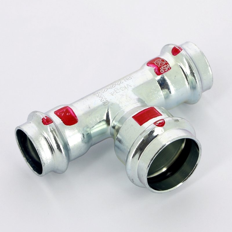 Тройник пресс 22x28x22 оцинкованная сталь Prestabo VIEGA