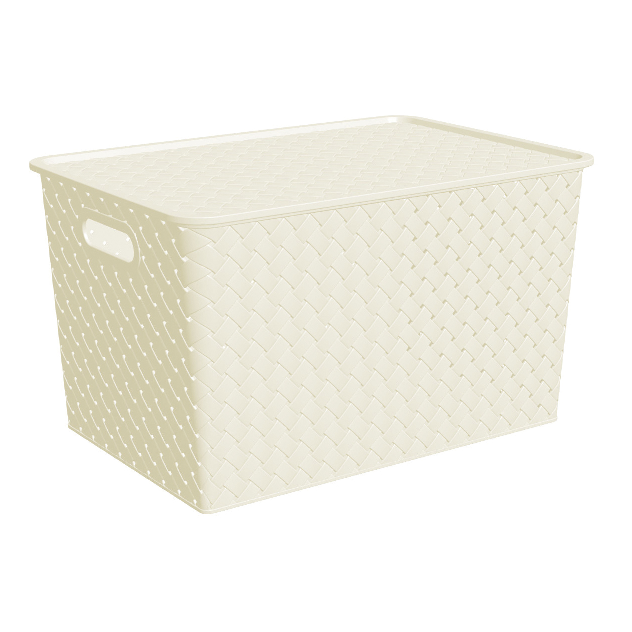 Корзина для хранения с крышкой "береста" 14 л  35*24,5*20,5 см (слоновая кость) (1/12) "виолет"