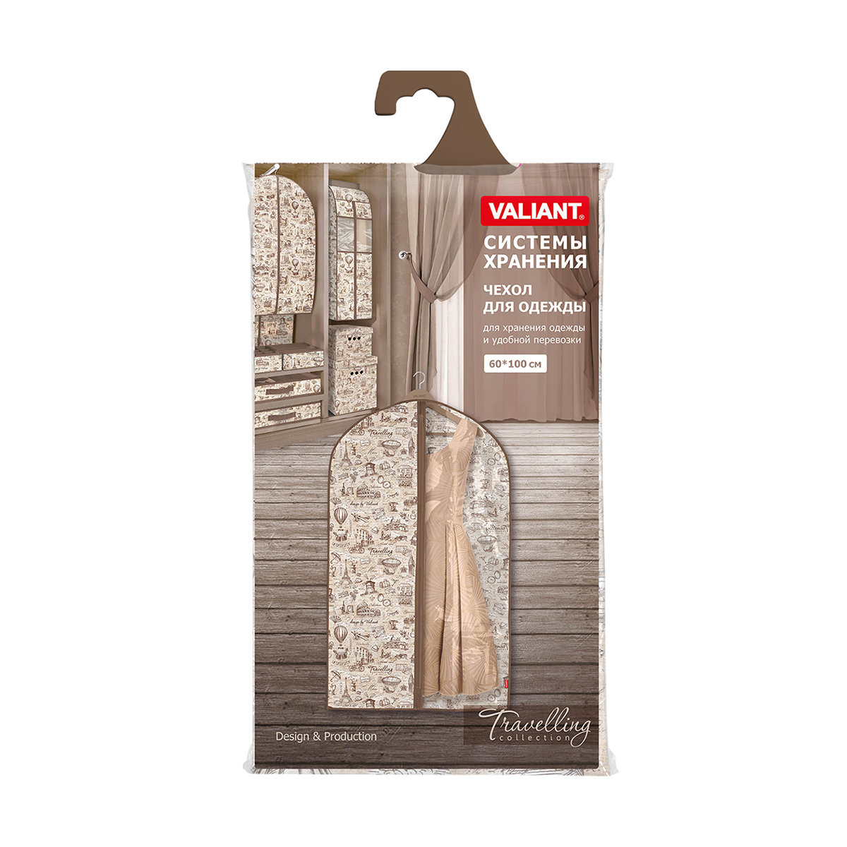 Чехол для одежды "travelling" 60*100 см с прозрачной вставкой (1/36) "valiant" tc-cw-100
