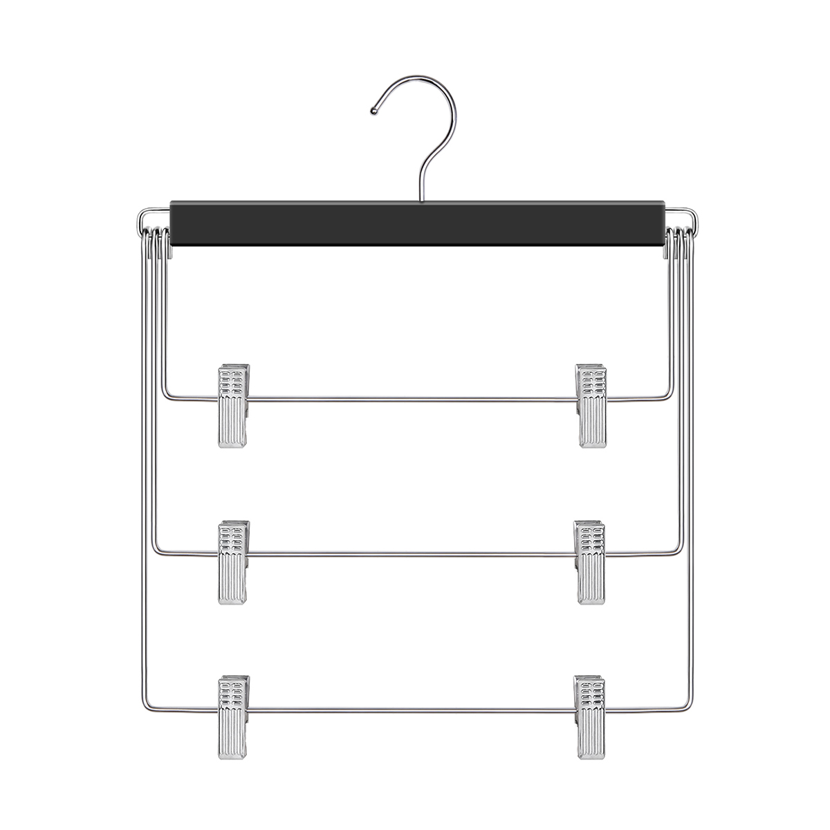 Вешалка-качели для брюк и юбок 3-х уровневая с клипсами, черная (1/30) "valiant" bh-s3k