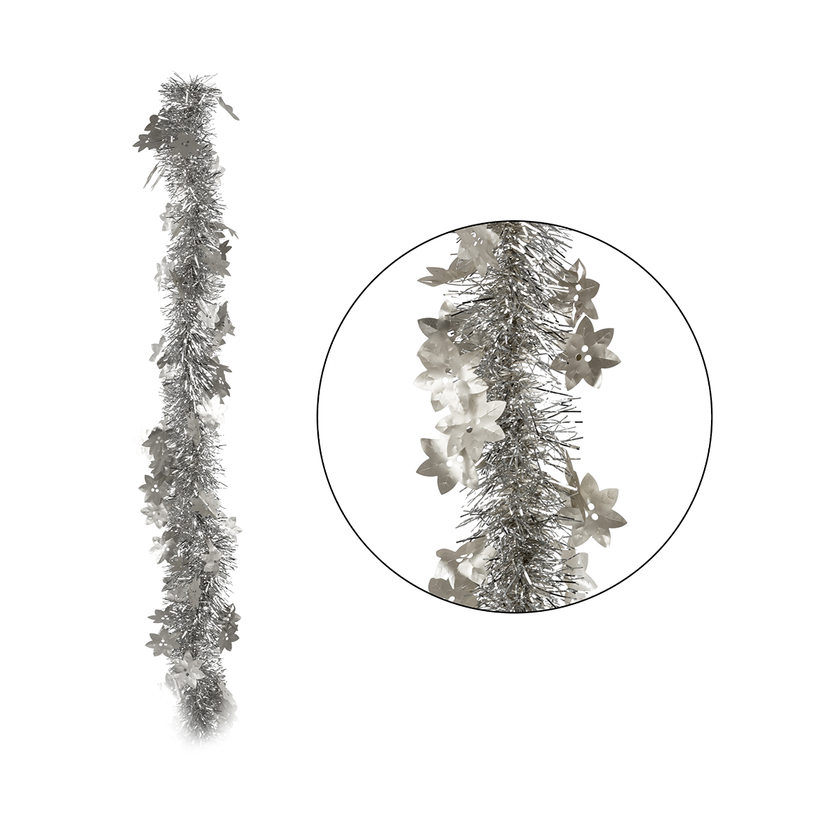 Мишура "снежинка" 2 м (серебро) (1/100) "волшебная страна"