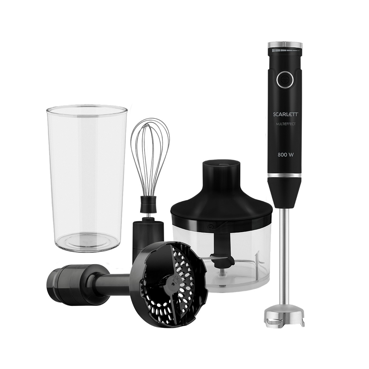 Блендер погружной sc-hb42m49  800 вт, 14 скоростей (измельчитель, стакан, венчик) (1/8) "scarlett"