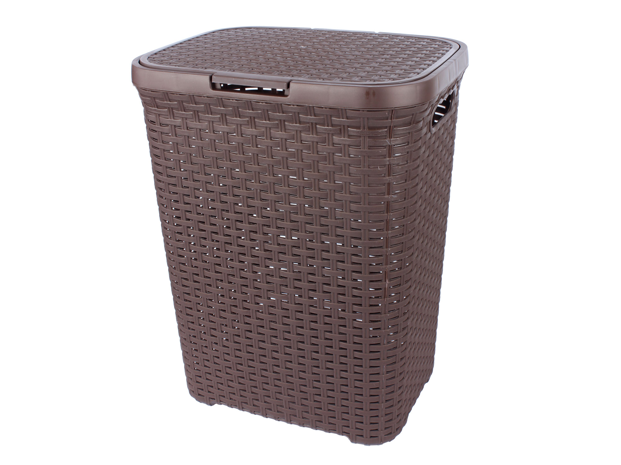 Корзина для белья прямоуг. 60 л "ротанг" (коричневая) с крышкой (1/8) "виолет"