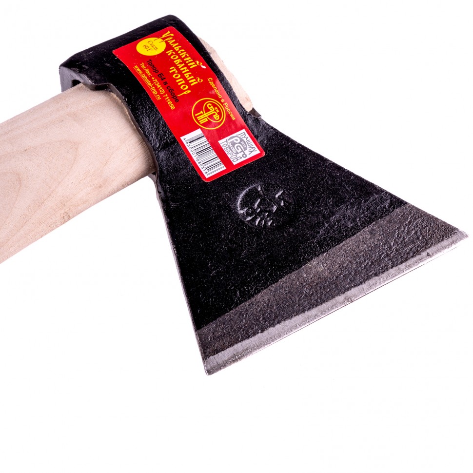 Топор кованый, в сборе, 1240/1650 г, деревянное топорище, 500 мм, Б, (Ижевск) (21667)