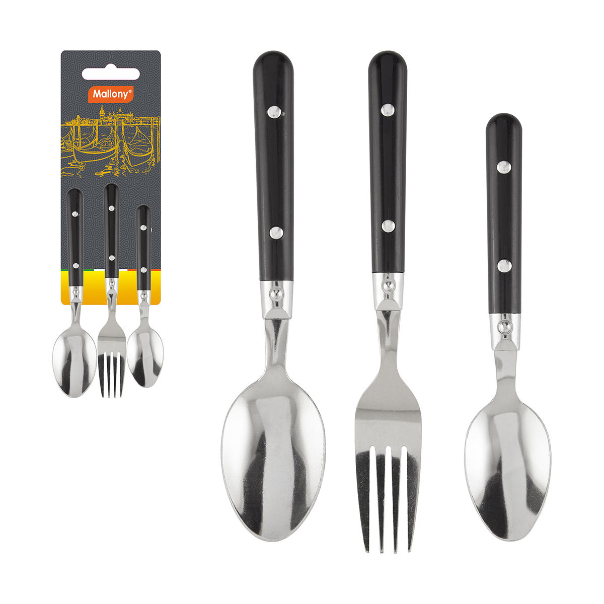 Набор столовых приборов з предмета "ordinario" пласт. ручки (1/10/100) "mallony"