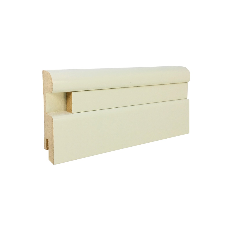 Плинтус CROWNWOOD МДФ R9-VR3N грунтованный + вставка гладкая 8х18 грунтованная