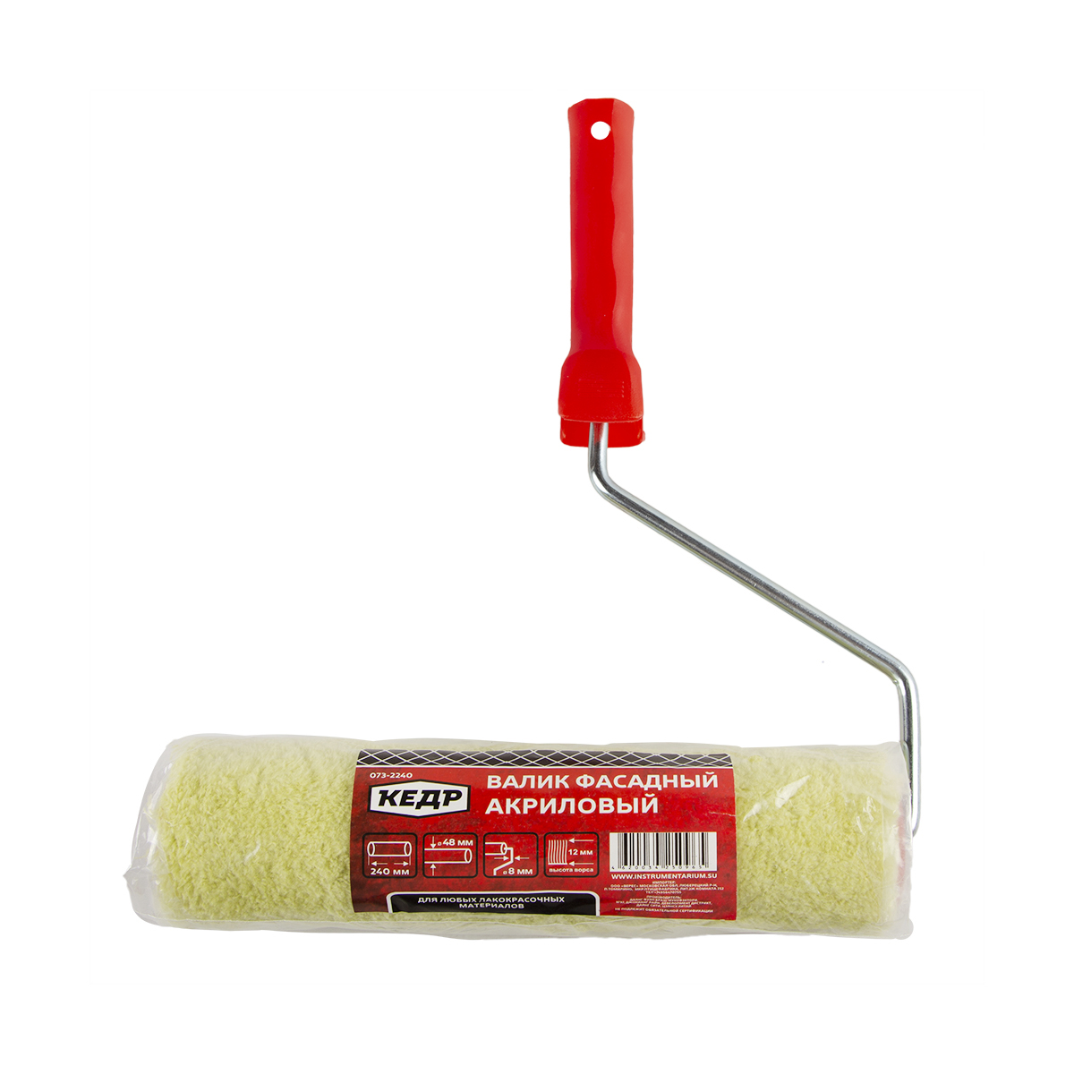 Валик акриловый фасадный d48/240 мм (ворс 12 мм) бюгель 8 мм (в сборе) (1/36) "кедр"  073-2240