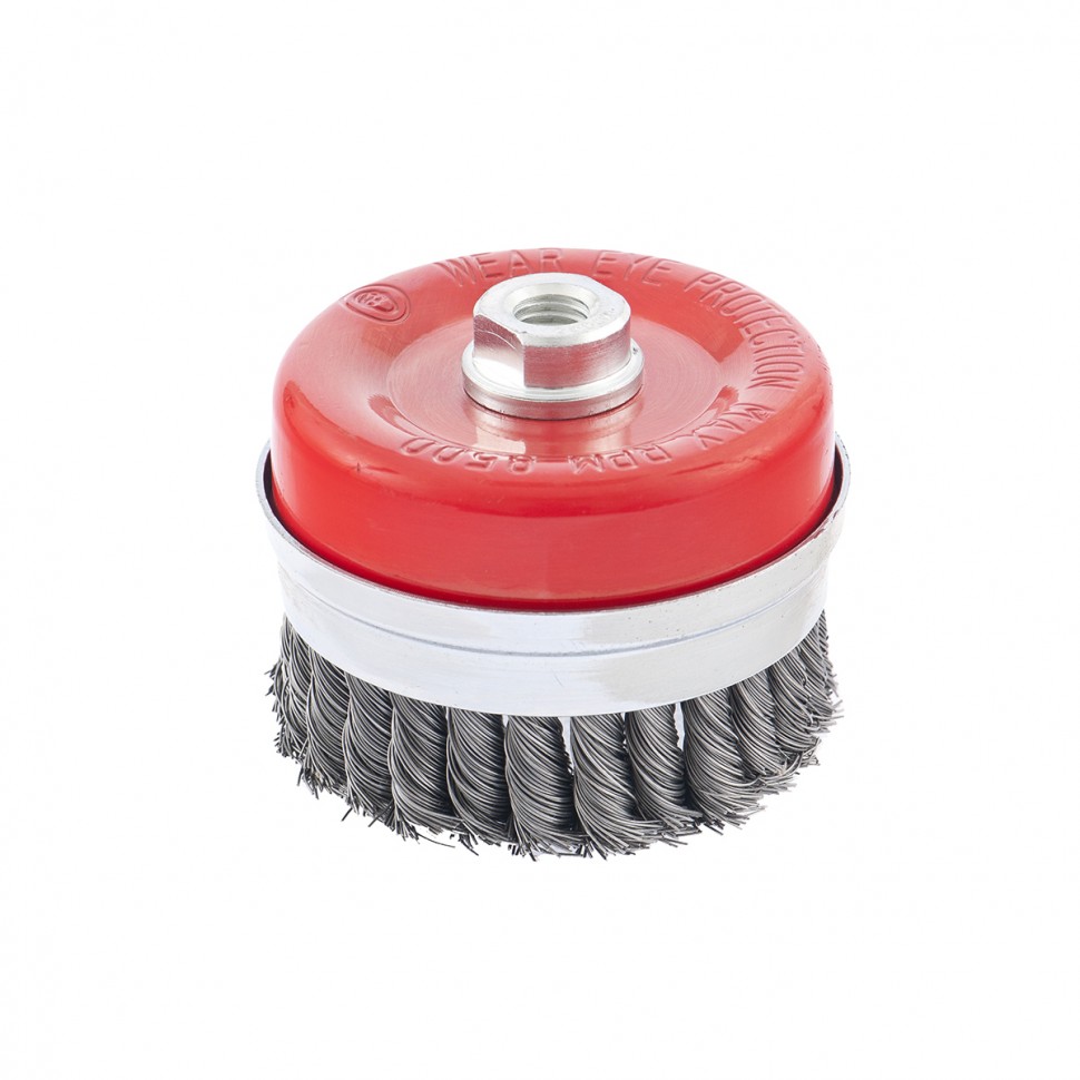 Щетка для УШМ Heavy Duty, 100 мм, М14, "чашка", крученая проволока 0.5 мм Matrix (74672)