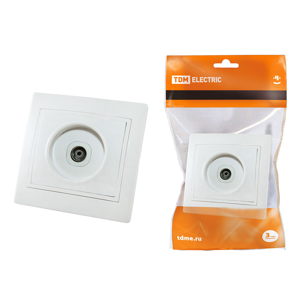 Розетка телевизионная (0-2400мгц, "мама") "таймыр" белая (1/10/100) tdm sq1814-0022