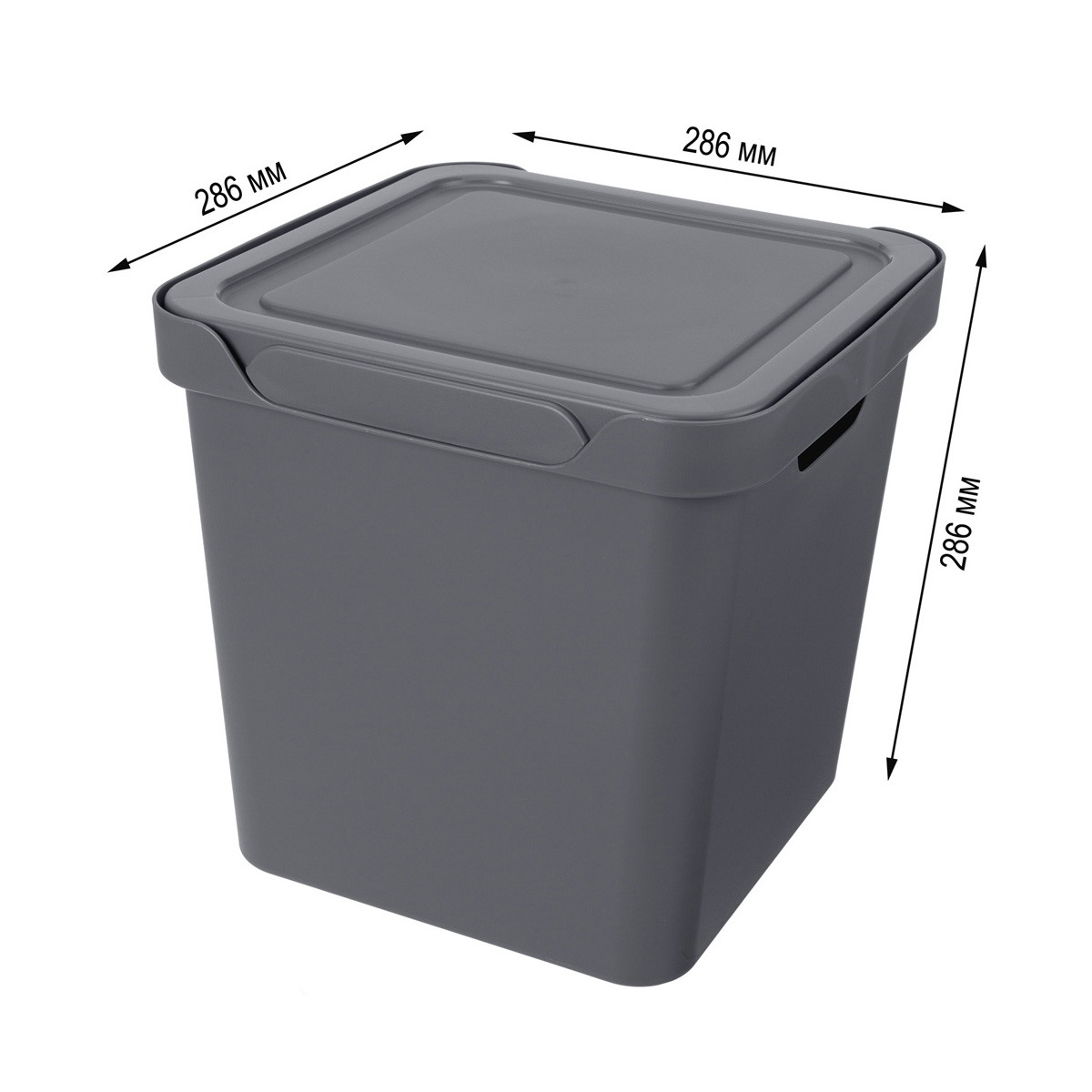 Ящик универс. с крышкой "luxe" 286*286*286 мм 18 л (серый) (1/6) "бытпласт"