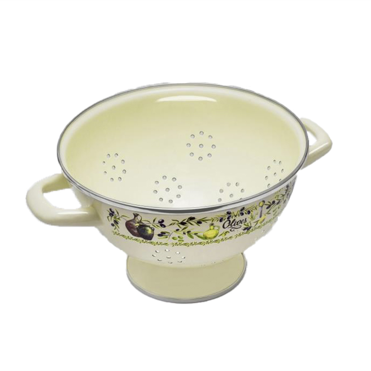 Дуршлаг эмалиров. "олива" 2,5 л на ножке, с двумя ручками (1/6) "metrot"