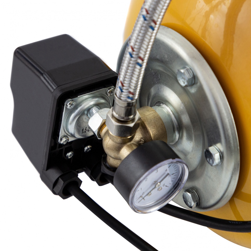 Насосная станция PS1000Х, 1000 Вт, 3500 л/ч, ресивер 24 л, подъем 44 м, нержавейка Denzel (97211)