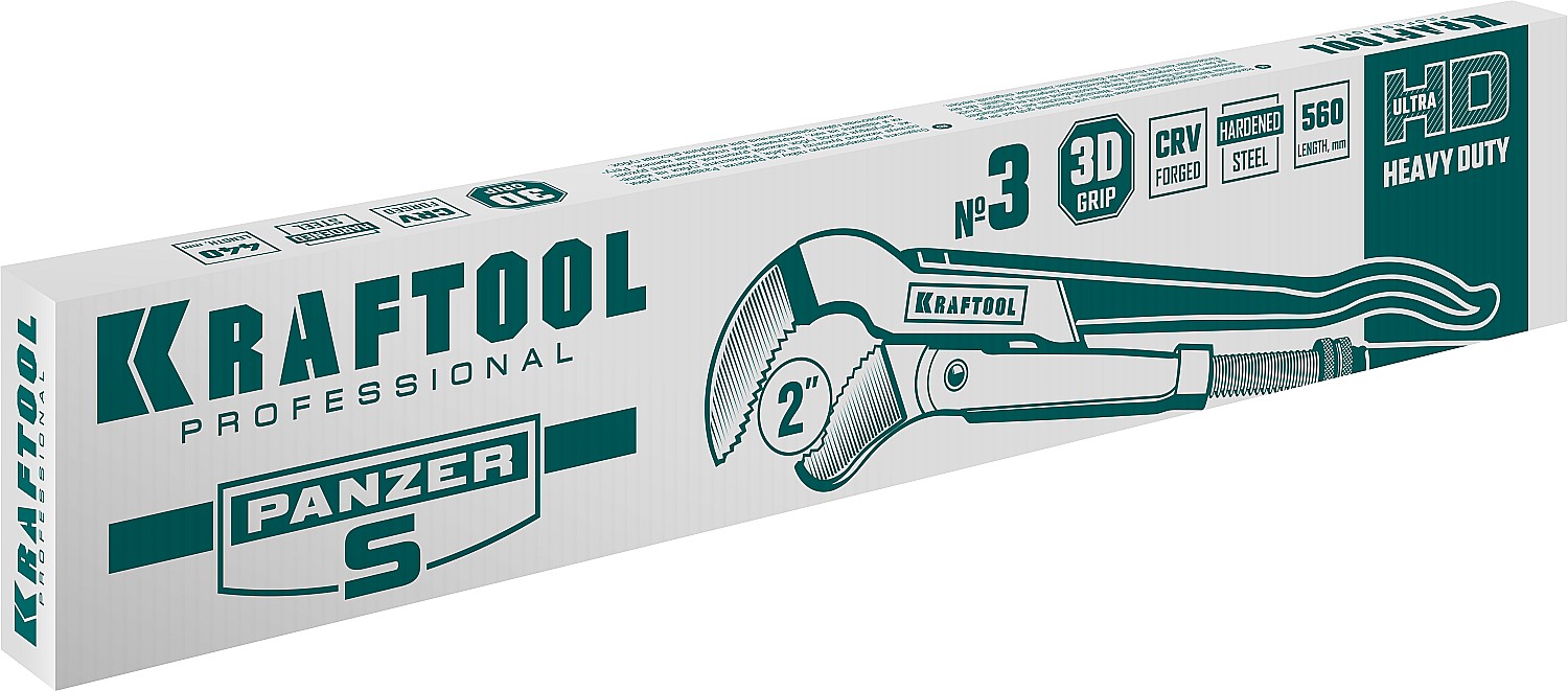 KRAFTOOL PANZER-S, №3, 2″, 560 мм, трубный ключ с изогнутыми губками (2733-20)