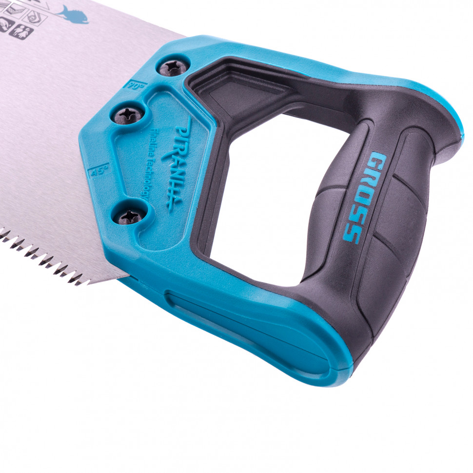 Ножовка по дереву "Piranha", 550 мм, 7-8 TPI, зуб-3D, каленый зуб, двухкомпонентная рукоятка Gross (24102)