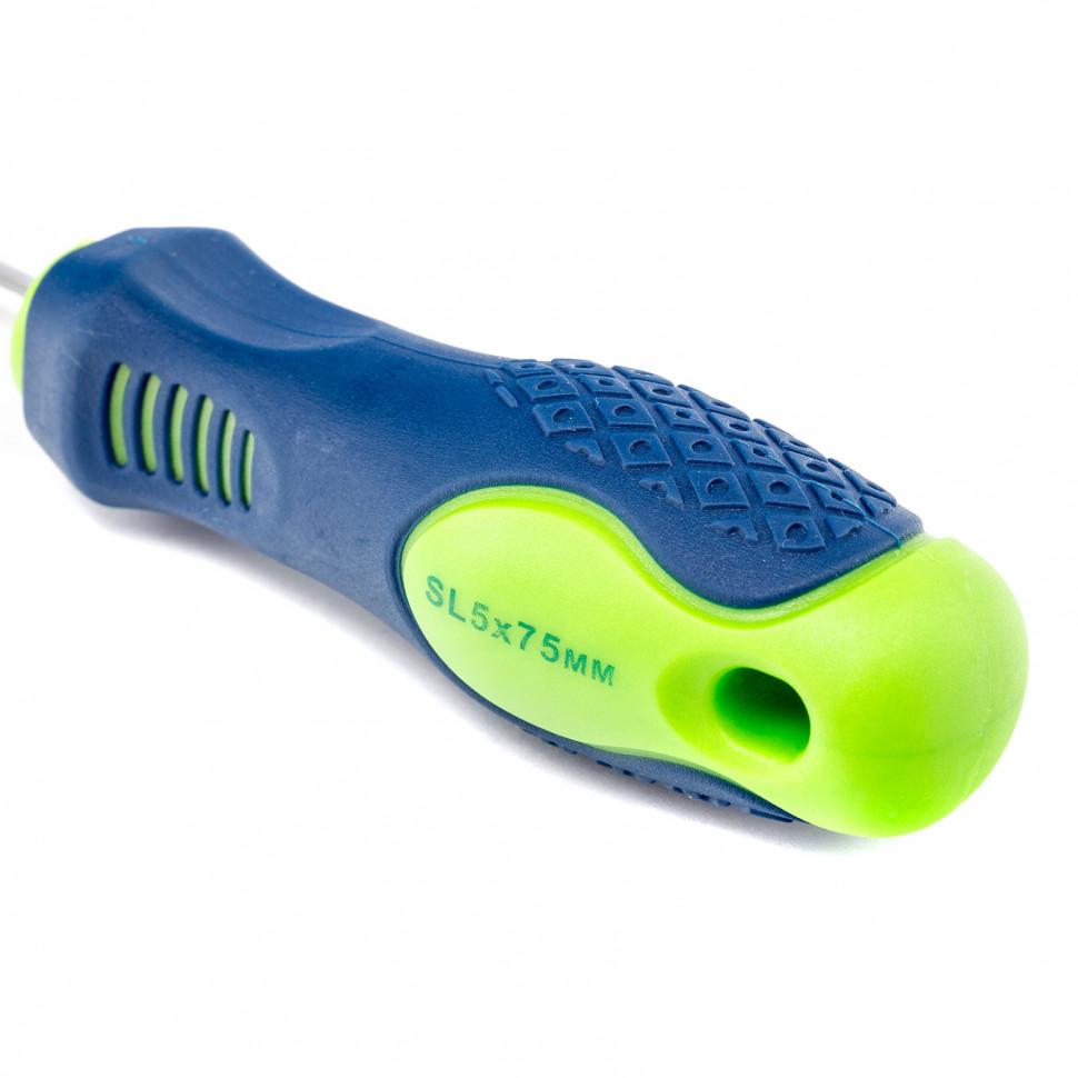 Отвертка, SL5 х 75 мм, CrV, двухкомпонентная рукоятка Сибртех (11865)