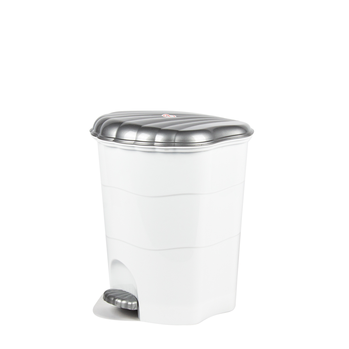 Ведро для мусора 11 л с педалью (белый/серый металлик) (1/2) "виолет"