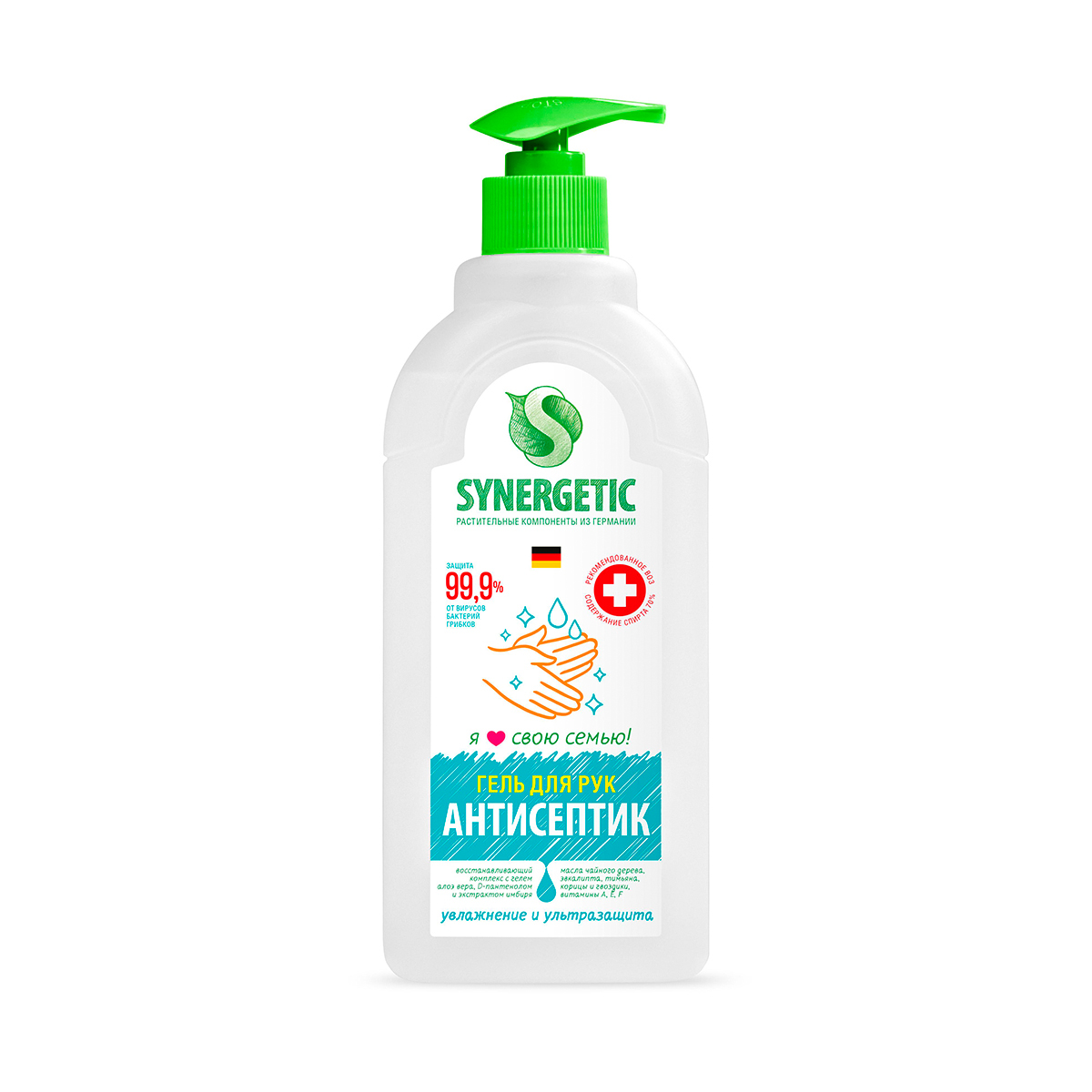Антисептик для рук (увлажнение и ультразащита) 0,5 л (гель) (1/14) "синергетик"