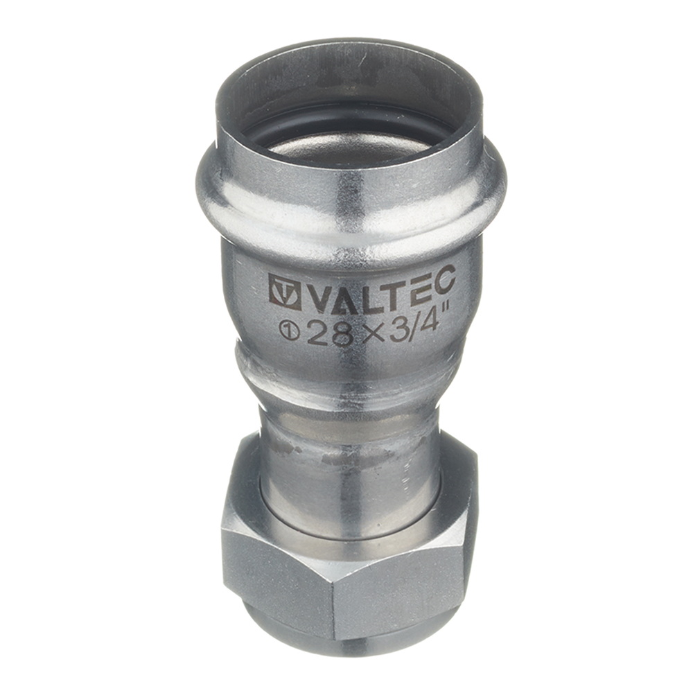 Муфта пресс-В с накидной гайкой 28 мм х 3/4" нержавеющая сталь VALTEC