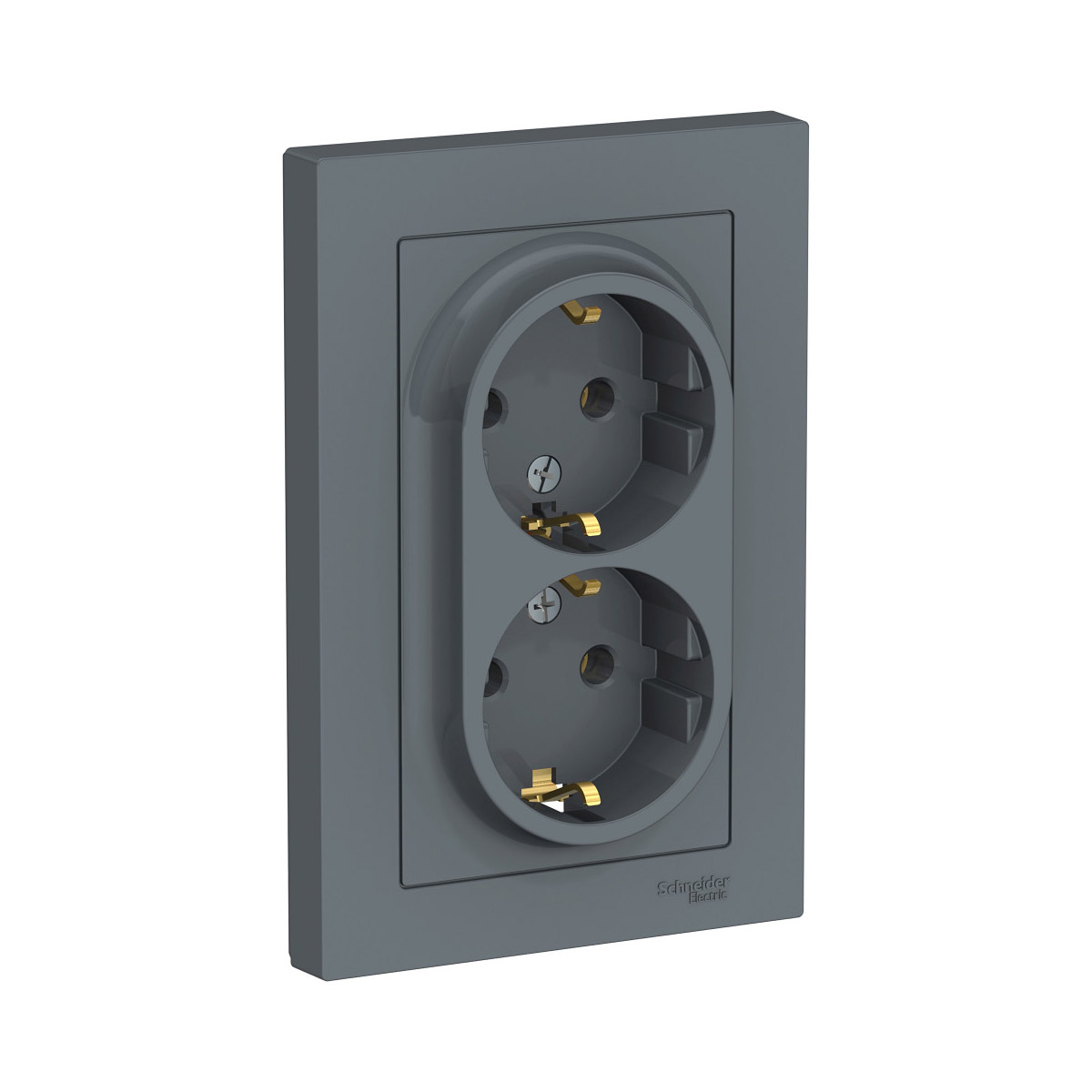 Розетка "atlasdesign" 2-х местн. с заземл. 16а, грифель (1/6/36) "schneider"