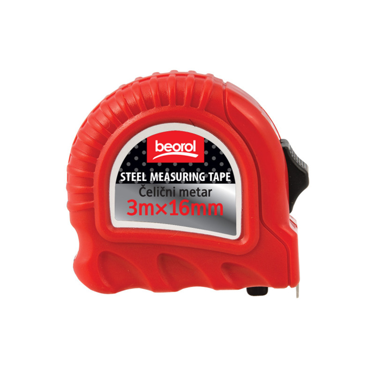 Рулетка с фиксатором 3 м/16 мм пластик.корпус (1/12/120) "beorol"