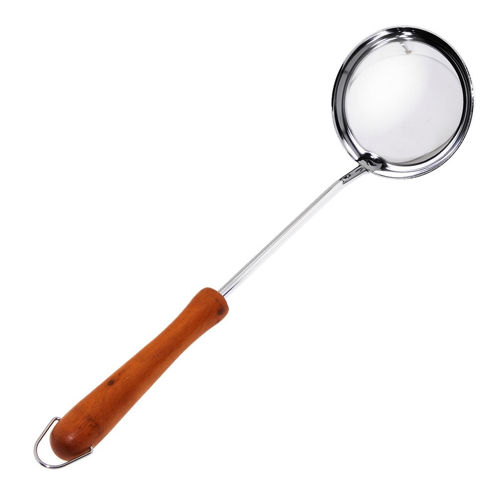 Половник хром., ручка дерев. (1/6/144) "мультидом" an50-31