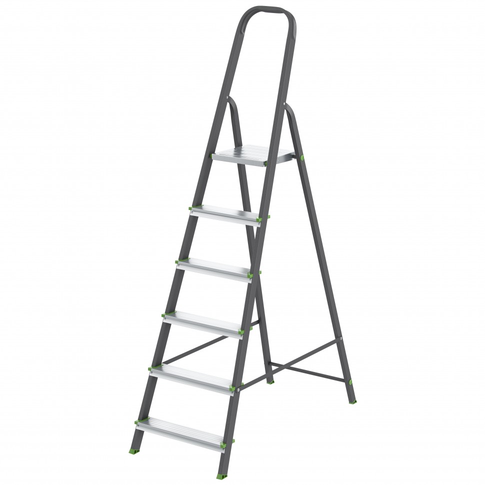 Стремянка, 6 ступеней, стальной профиль, алюминиевые ступени Сибртех (97956)