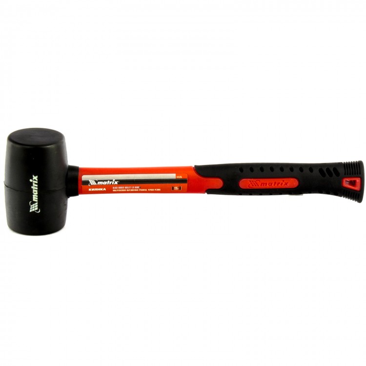 Киянка резиновая, 225 г, черная резина, фибергласовая рукоятка Matrix (11175)