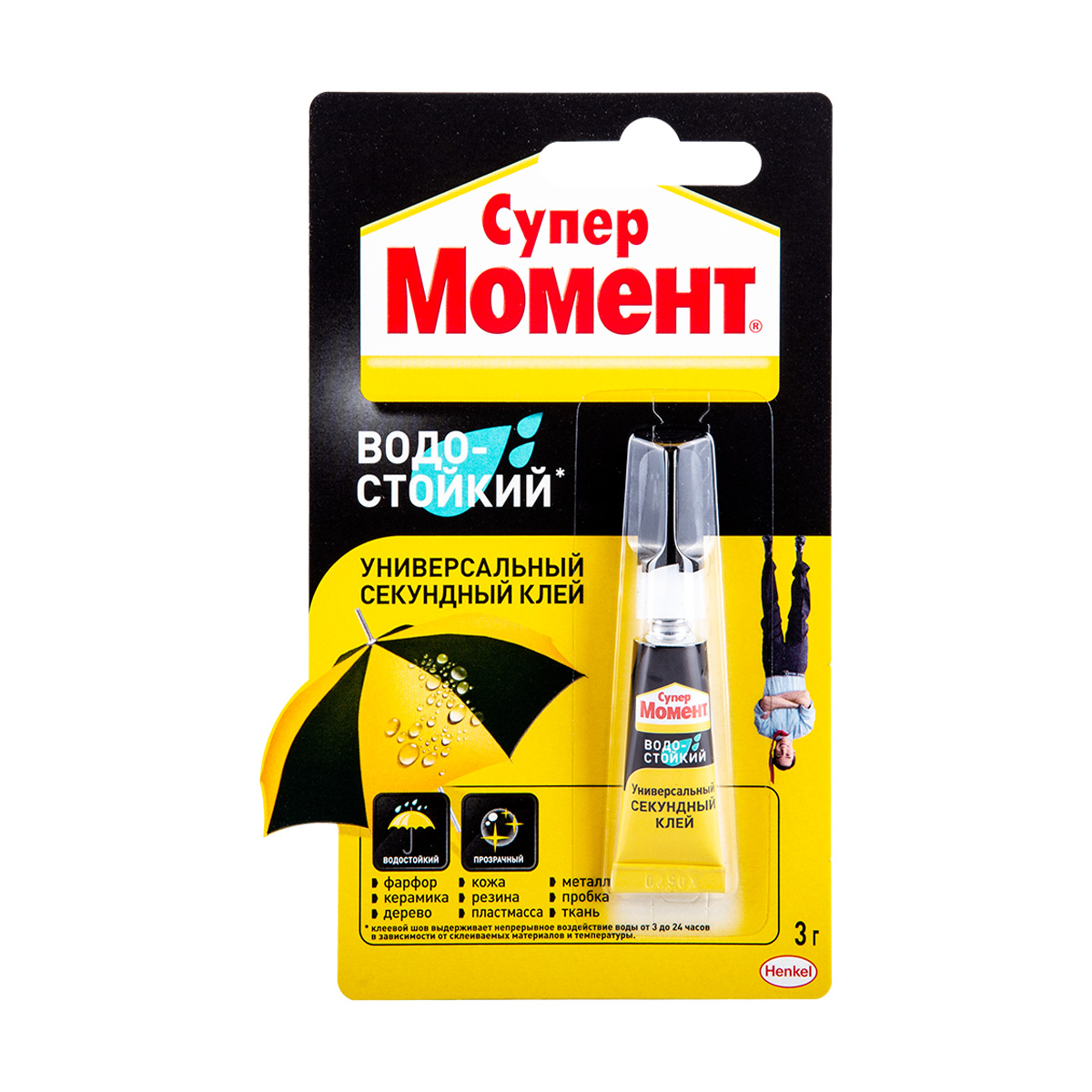 Клей момент супер водостойкий 3 г  ед. блистер в шоу-боксе (10/120)  хенкель