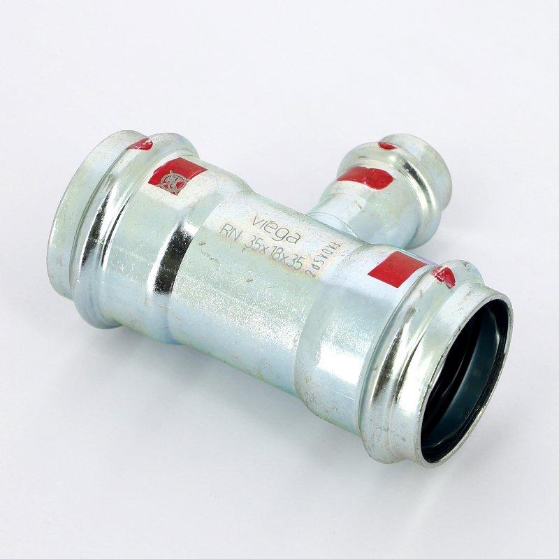 Тройник пресс 35x18x35 оцинкованная сталь Prestabo VIEGA
