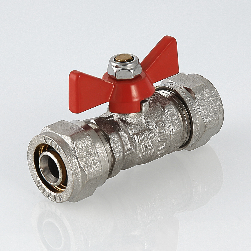 Кран шаровый VALTEC бабочка обжим двухсторонний редуцированный 16 х 16