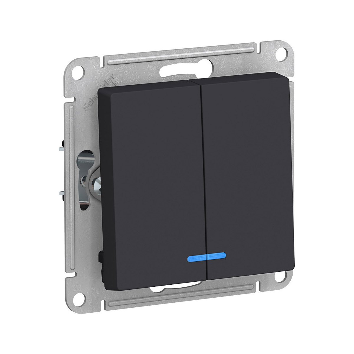 Выключатель "atlasdesign" 2-х кл. с индикатором (механизм) 10а, карбон (1/5/20) "schneider"