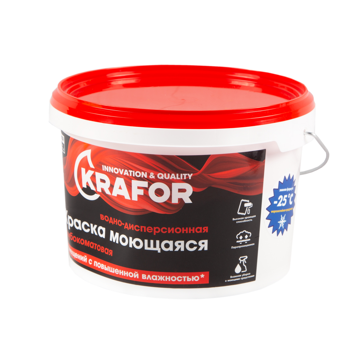 Краска в/д интер. глубокоматов. моющаяся  3 кг (1) "krafor"  (красн.)