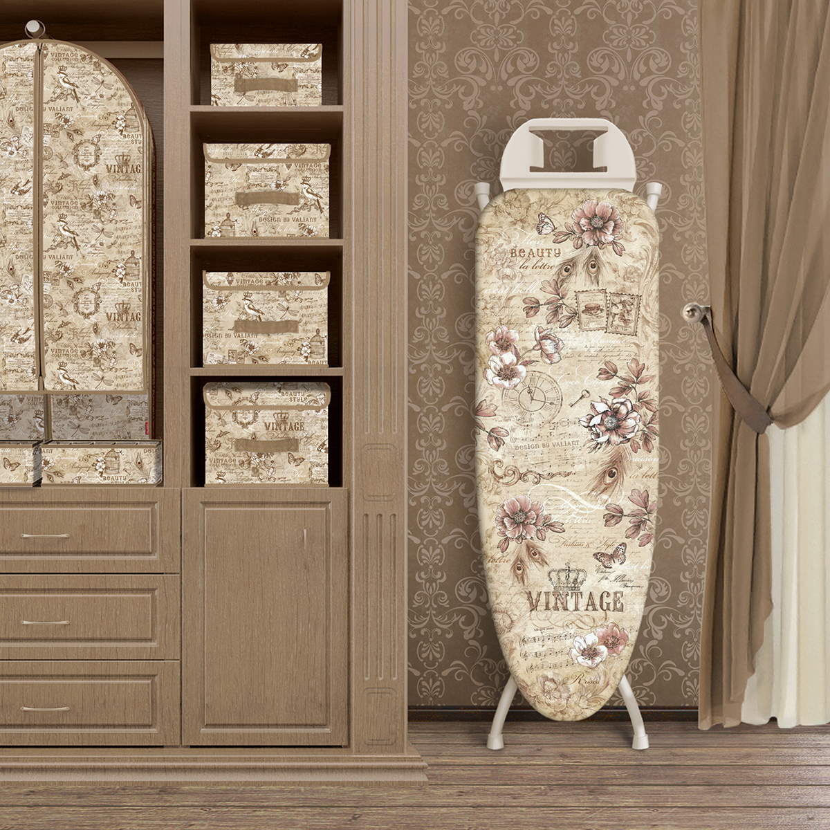 Чехол для гладильной доски "vintage" 130 х 47 см  (1/30) "valiant" vn13047-l