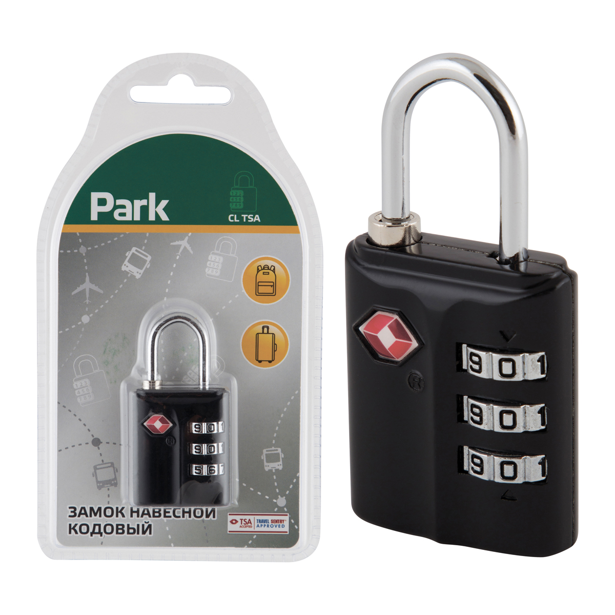 Замок навесной кодовый "park" cl tsa, 3 цифры (1/12/72)