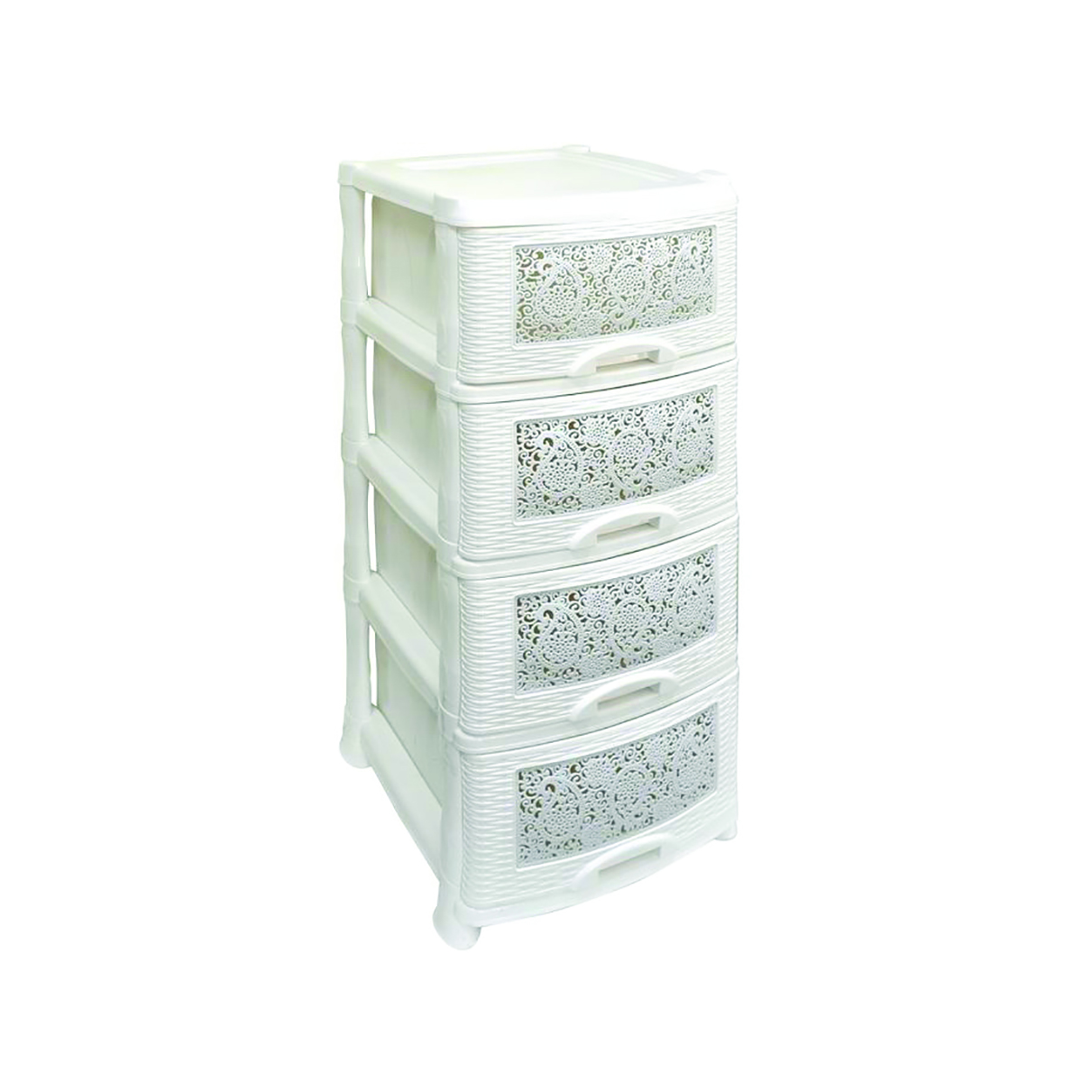 Комод "ажур"  4-х секцион. (белый, мраморный) (1) "виолет"