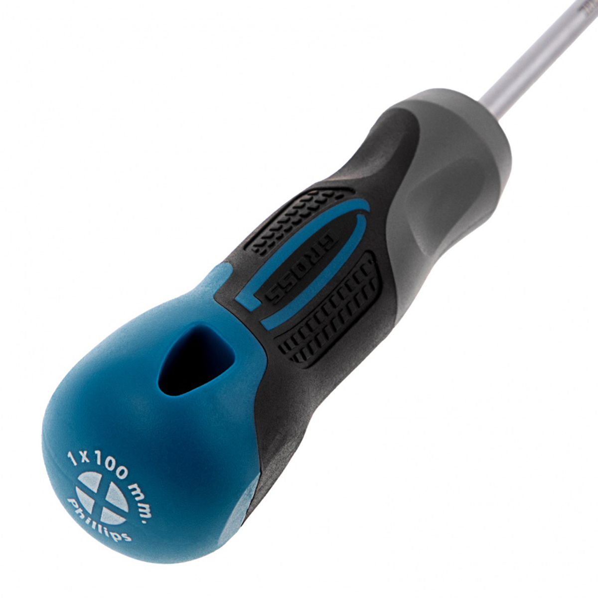 Отвертка ph1 х 100 мм трехкомп. рукоятка (1/120) "gross"