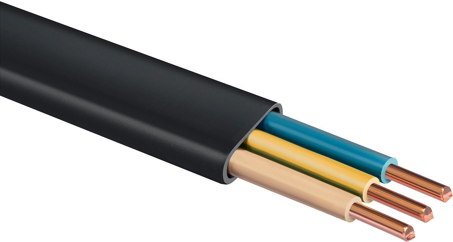 ЗУБР ВВГ-Пнг(А)-LS, 3 x 2.5 мм2, 100 м, ГОСТ 31996-2012, плоский, силовой кабель с пониженным дымо-газовыделением, Профессионал (60007-100)