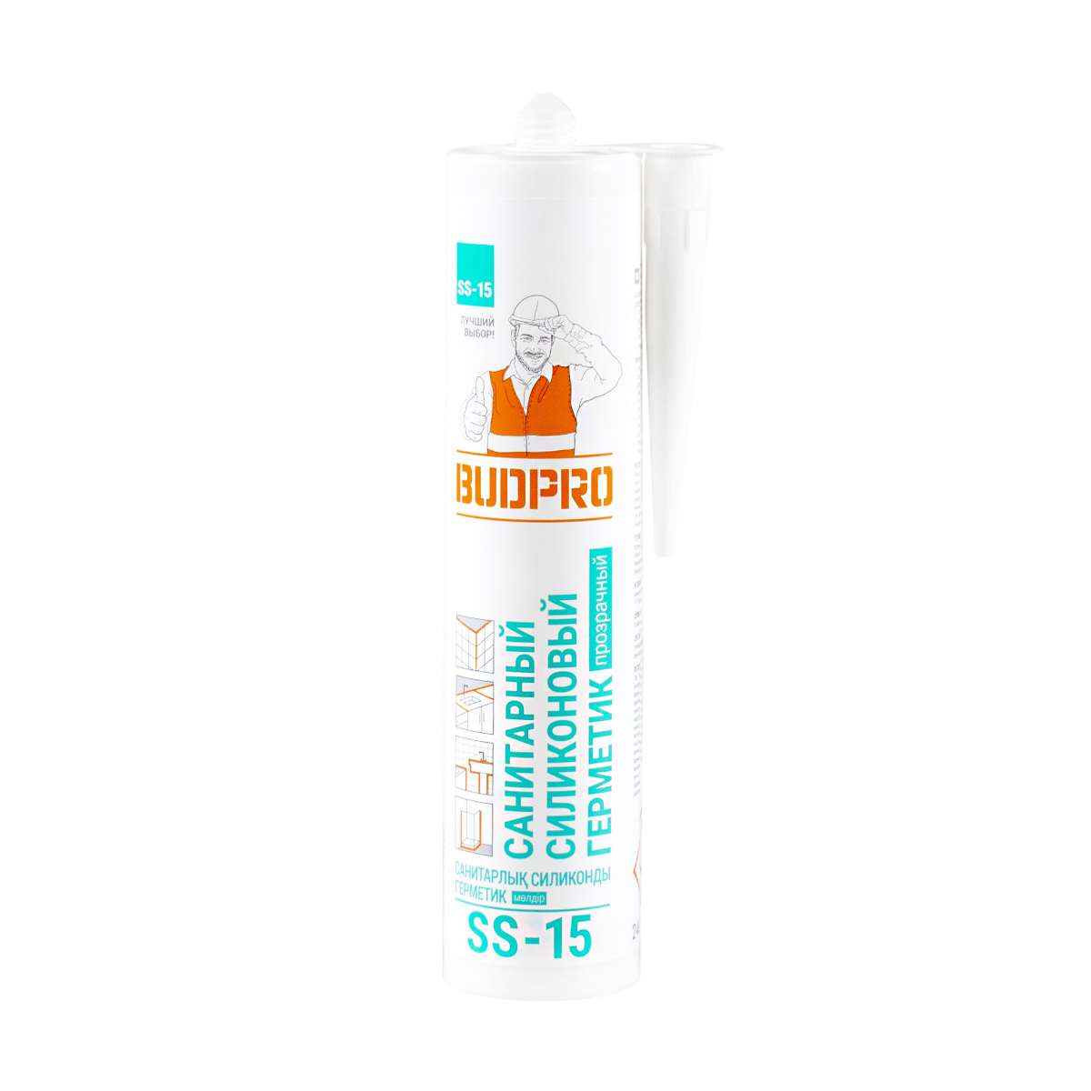 Герметик силикон. санитарный "budpro ss-15" 240 мл прозрачный (12)