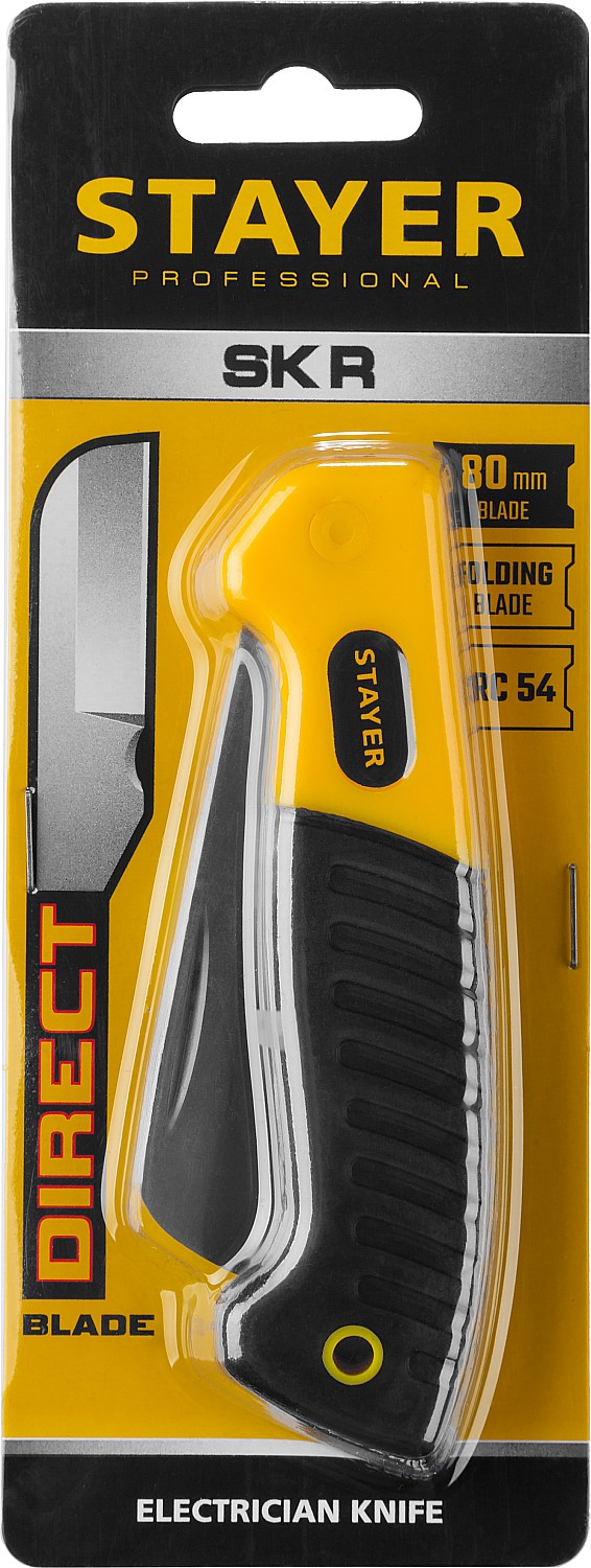 STAYER прямое лезвие, монтерский складной нож, Professional (45408)