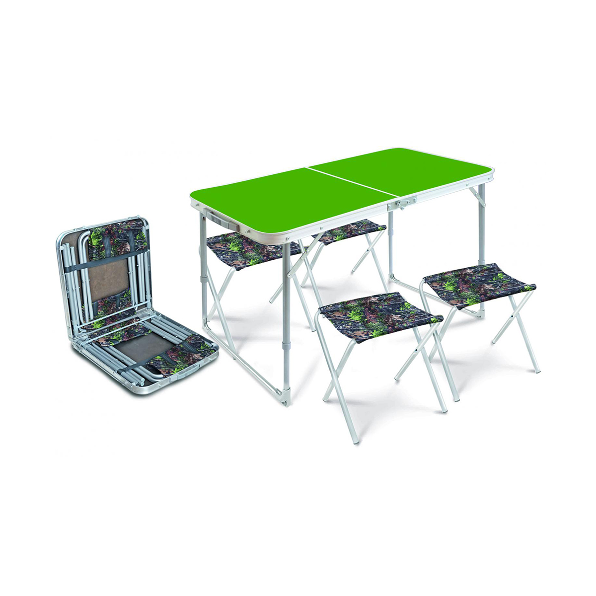 Комплект походный стол складн. пласт. влагост. 50 х 100 см+ 4 стула (дубовые листья) сст-к2/6 "ника"