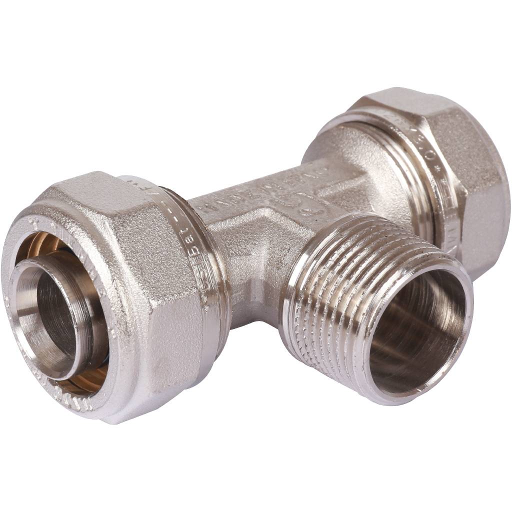 Тройник переходной 26 x 3/4" x 26 НР обжимной TIEMME для металлопластиковых труб