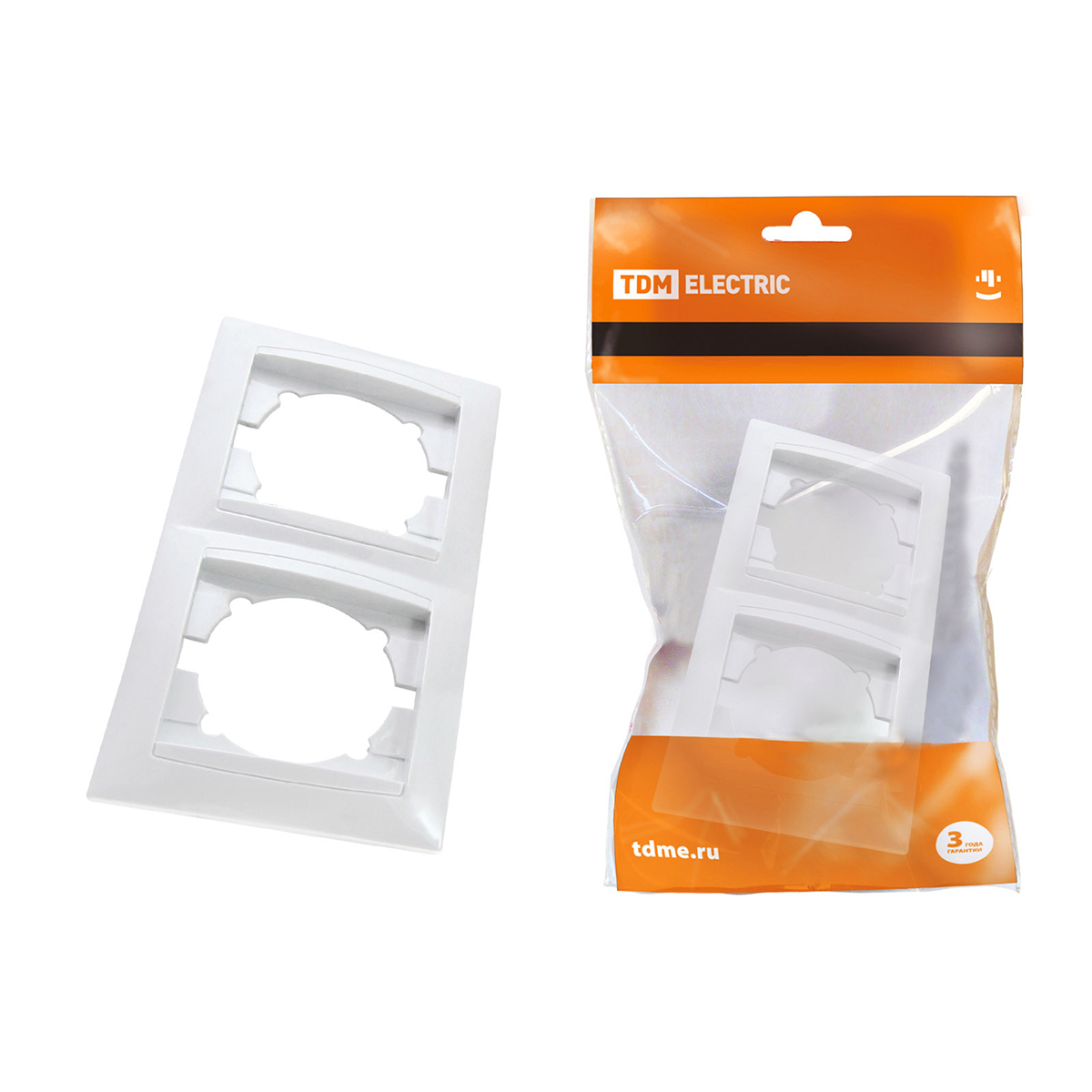 Рамка "лама" 2-х местн. горизонт. белая (1/20/240) tdm sq1815-0030