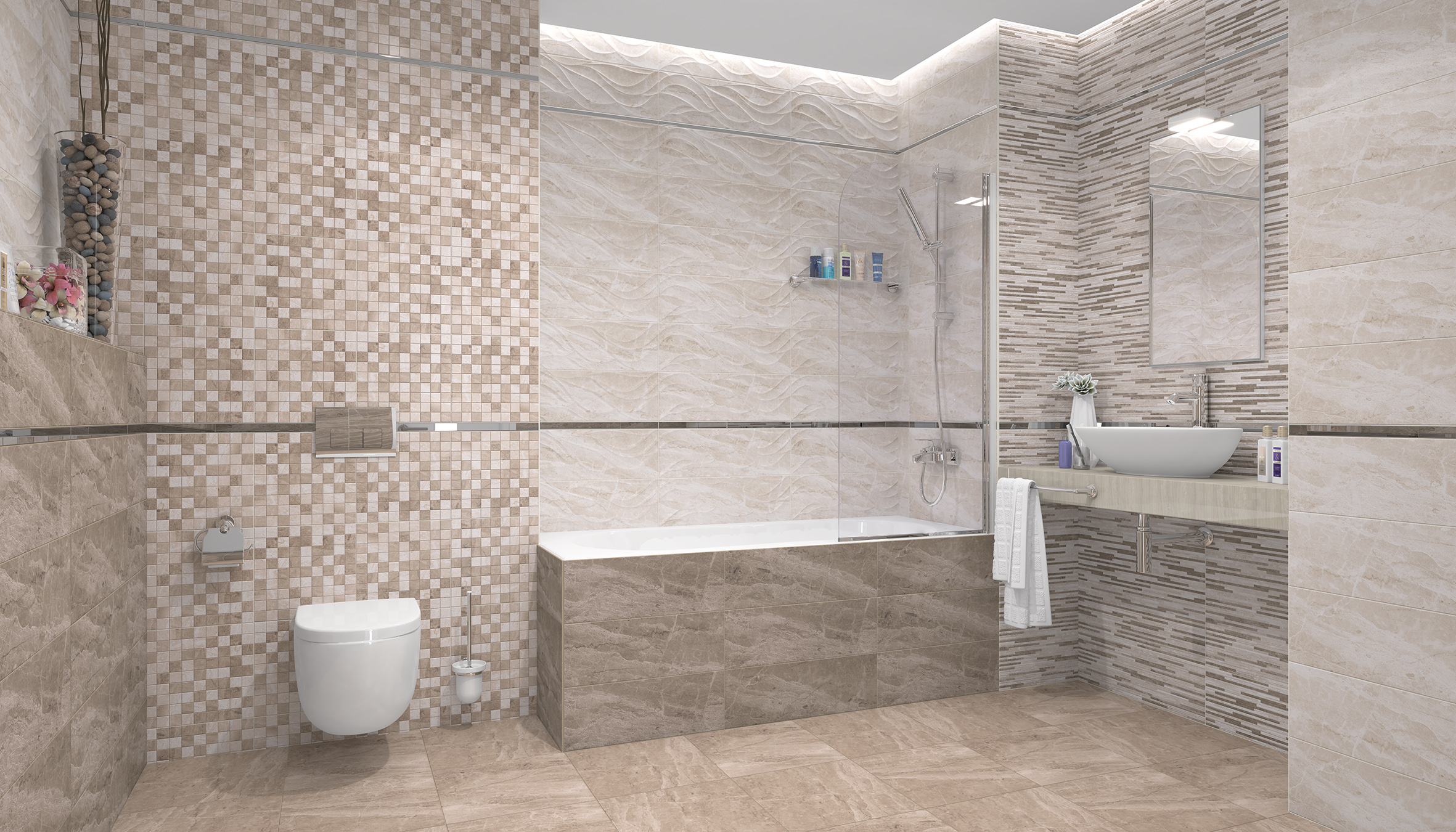 Pegas плитка настенная бежевый мозаика 20x60