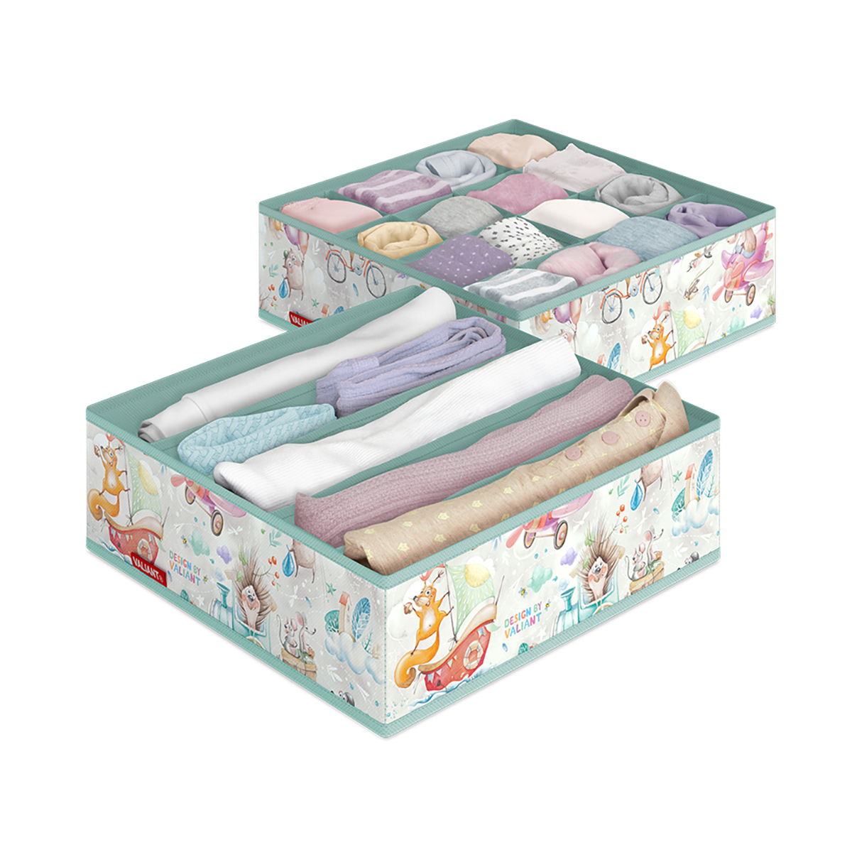 Органайзеры для белья "путешастики" 32*32*10 см (набор 2 шт.) (1/24) "valiant" ktr-s16s5