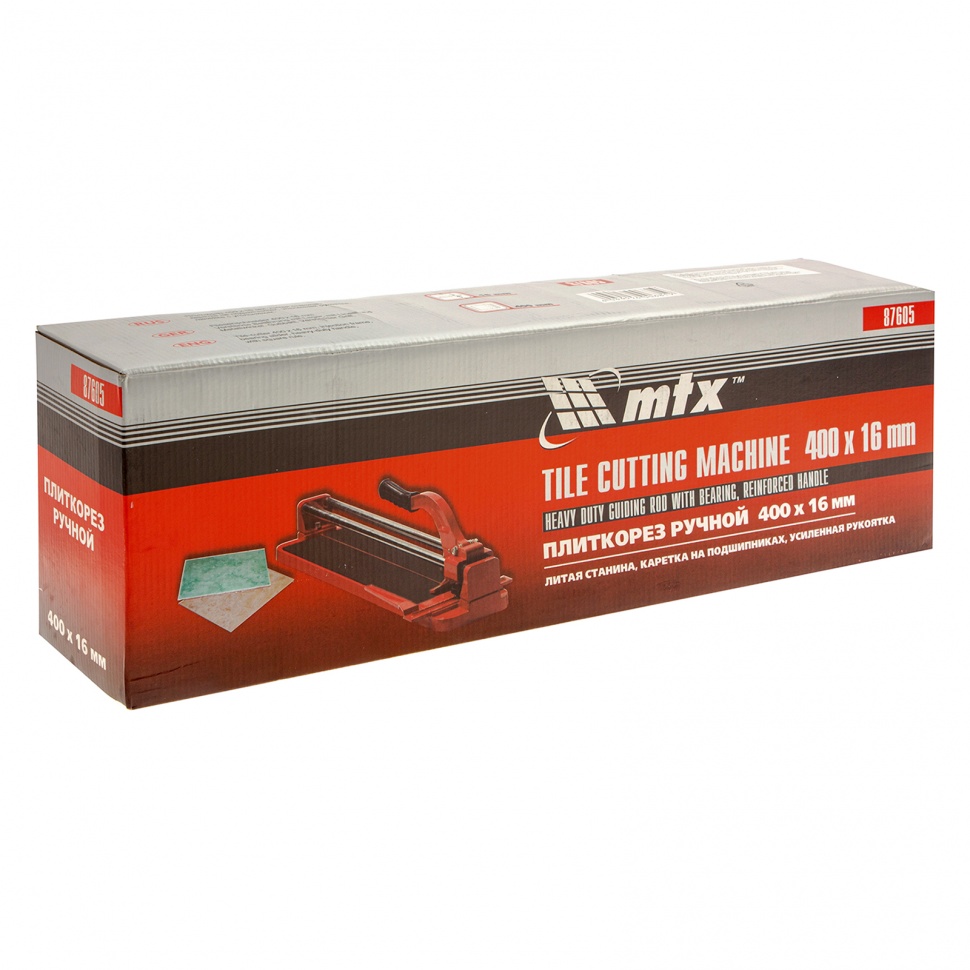 Плиткорез 400 х 16 мм, литая станина,каретка на подшипниках, усиленная рукоятка MTX (87605)