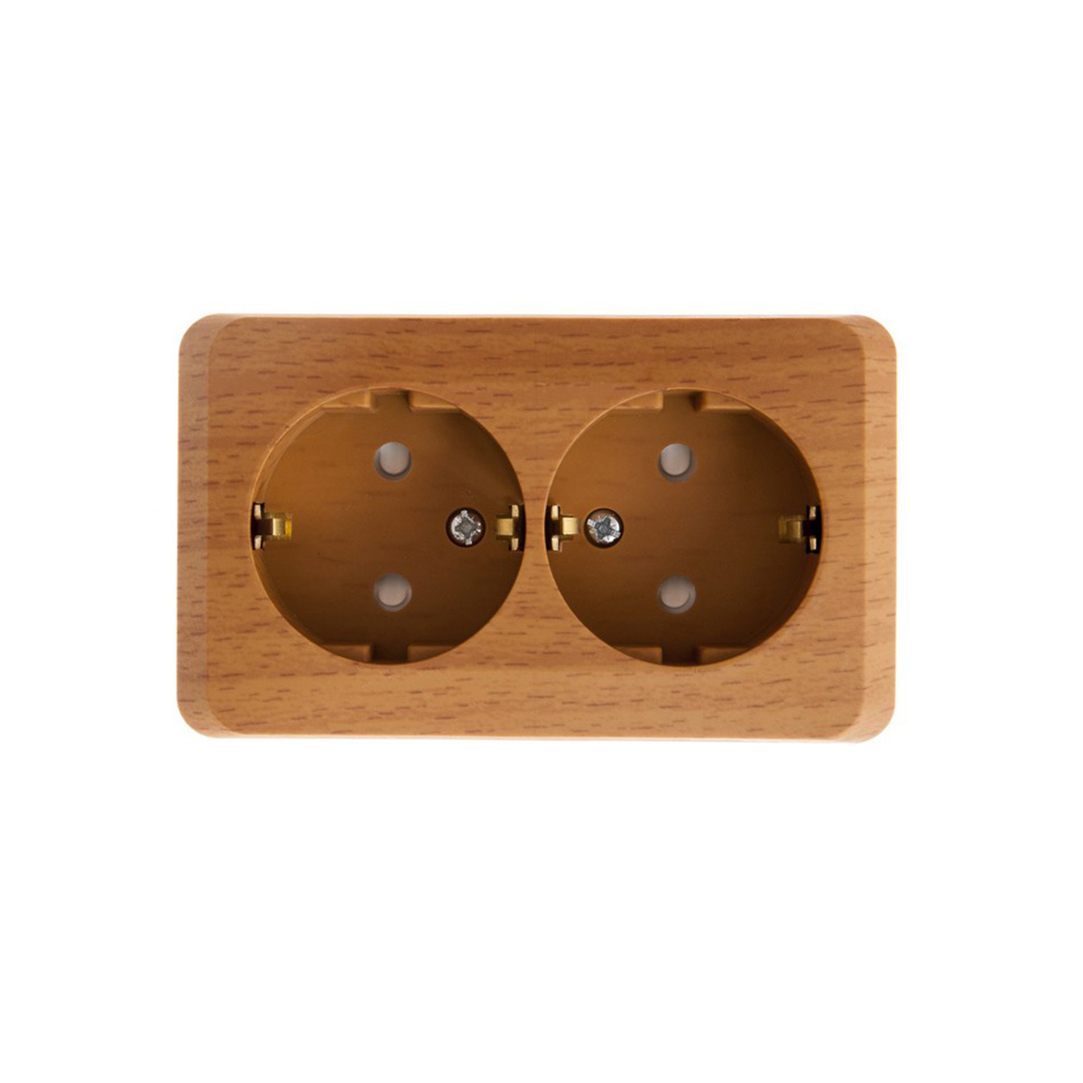 Розетка открыт. уст. "этюд" 2-х местн. с заземл, с шторками 16а, бук (1/16/96) "schneider"