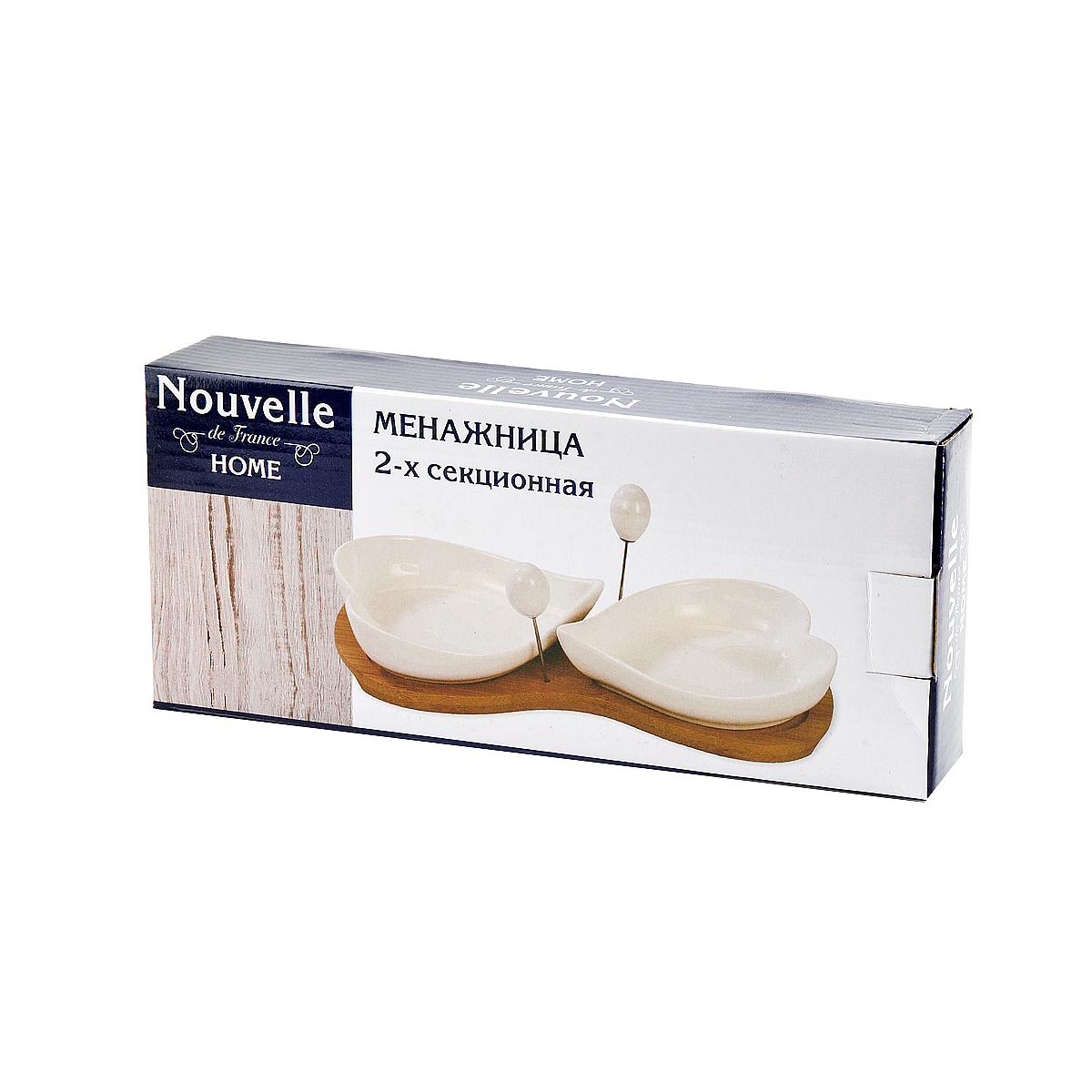 Менажница 2 секции с вилками "naturel" 25*10,5*9 см (1/24)  "nouvelle home" 2632016