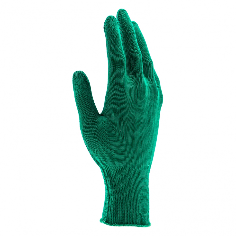 Перчатки Нейлон, ПВХ точка, 13 класс, цвет изумрудный, L (67828)