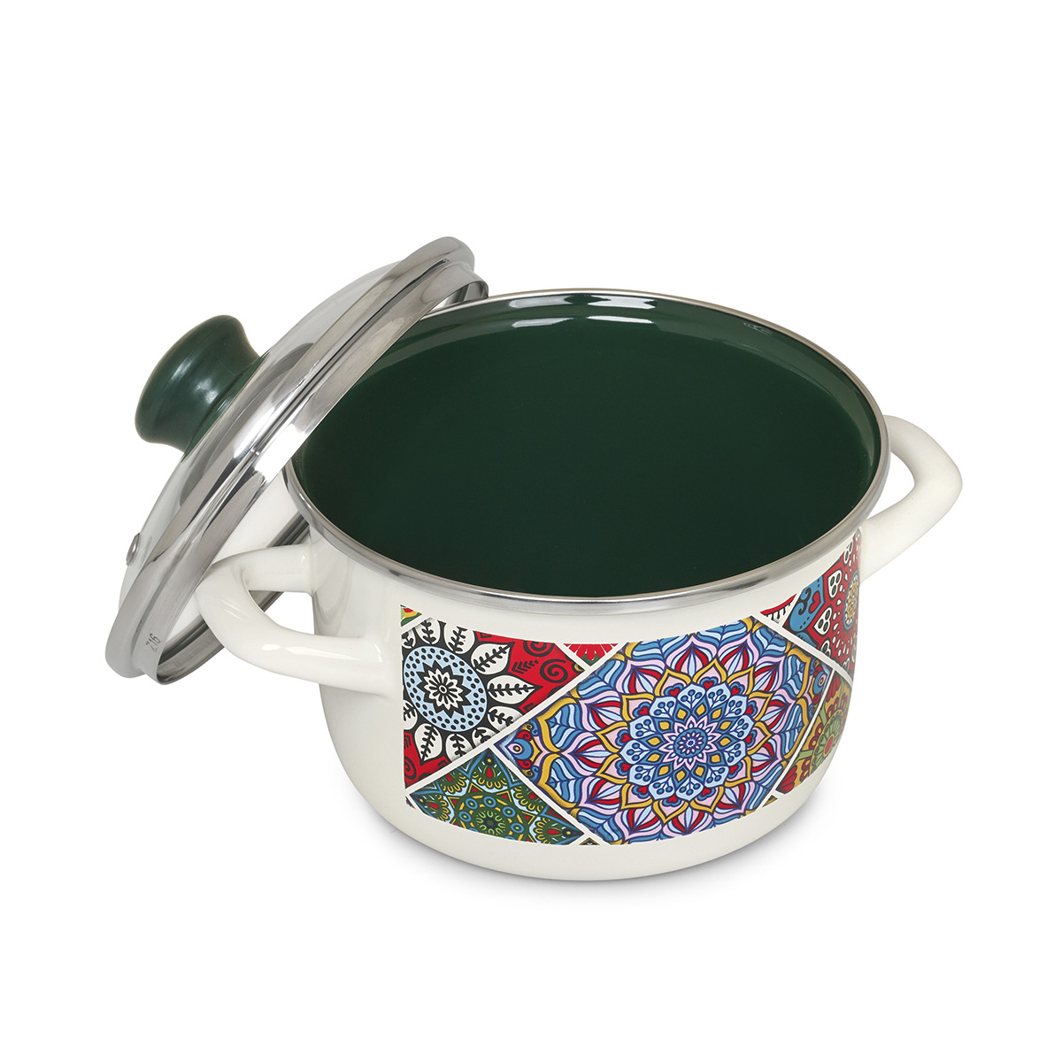 Кастрюля эмалиров. "султана" 4,75 л, 24 см стекл. крышка (1/4) "metrot"