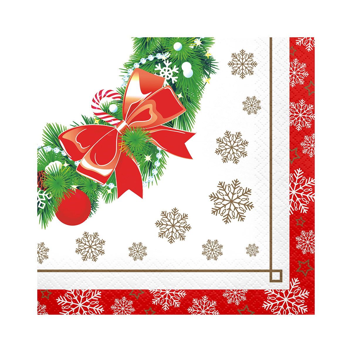 Салфетки бумажн. 2-х слойные 20 листов 33*33 см, еловый декор (1/15) "лилия"